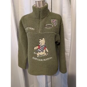 Disney WINNIE THE POOH‎ Women's Winter Sherpa Sweater SMALL Green